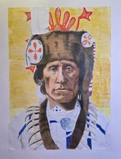 Native American Portrait Traditional Attire Symbolic Decorations Cultural Art