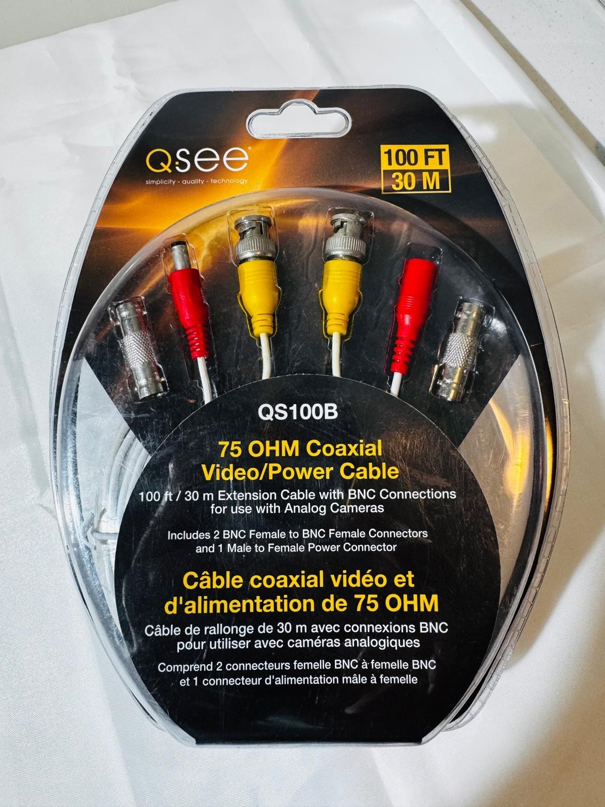 Q-SEE 100' BNC Coaxial Video Power Cable QS100B Security Cam