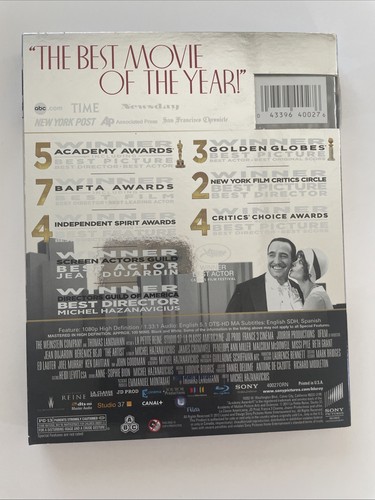 The Artist (Blu-ray Disc) Slipcover 2012 Ultraviolet Digital BRAND NEW & SEALED - Picture 3 of 3