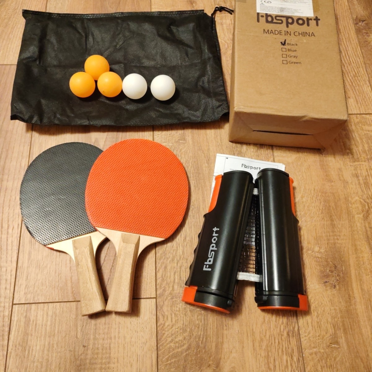 FBSPORT Table Tennis Set, Ping Pong Bats Set with 2 Paddles, 1 Retractable Net,