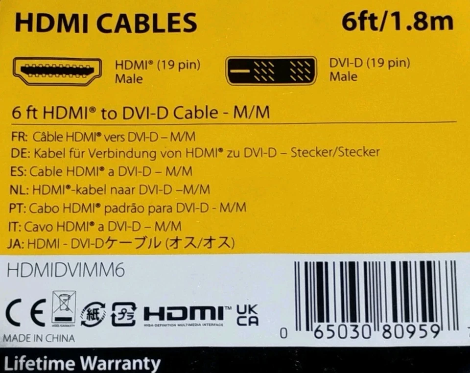 StarTech 6ft HDMI to DVI-D Cable - M/M (HDMIDVIMM6) Male / Male Cable / Adapter - Image 2 of 2