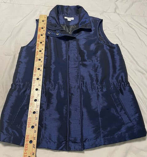 Coldwater Creek Iridescent Blue Vest Womens Size 10/12 Long Pockets Insulated - Picture 2 of 8