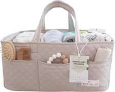 Baby Diaper Caddy Organizer, Quilted Nursery Storage Organizer for Soft Sand