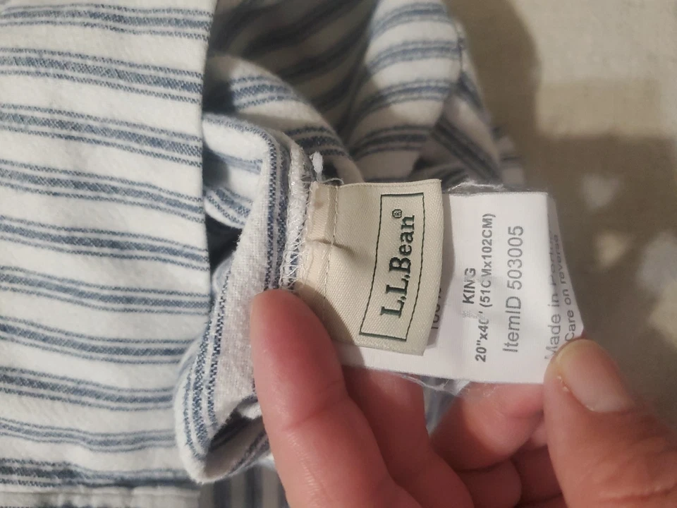 Sábana plana LL Bean King y 1 almohada farsa azul franela de algodón Portugal  Foto 4 de 4