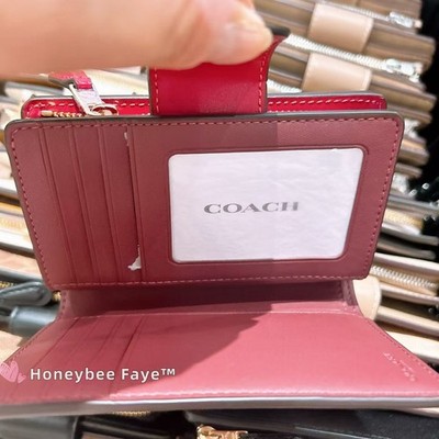 NWT Coach CW526 Medium Corner Zip Wallet Gold/Ruby 🔥🔥 | eBay