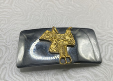 Vintage Ladies Southwestern Belt Buckle with Horse Saddle - Made in USA