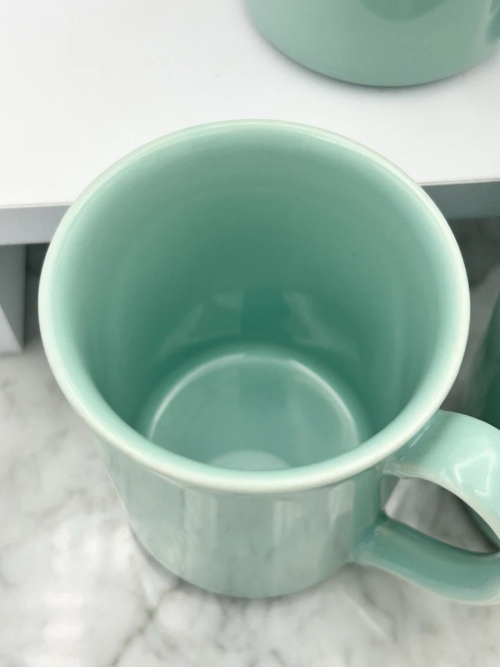 Juego de 3 tazas de café vintage Corning Ware verde azulado aqua taza de té EE. UU. NY BV HO Foto 3 de 4