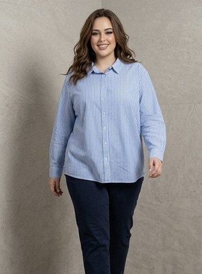 In Great Condition Plus Size 3X Woman Within Light Blue / White Striped Shirt