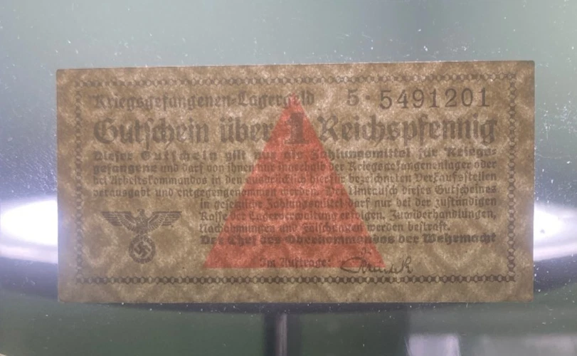 RARO Billete de dinero del campo de prisioneros de guerra de la Segunda Guerra Mundial Alemania 1 Reichspfennig UNC 1940 - Artículo histórico Foto 3 de 3