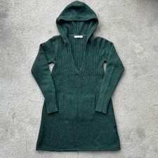 2007 Old Navy Y2K Forest Green Hooded Sweater Dress Lambswool Blend Small