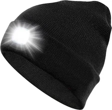 SMINIKER Beanie Hat with Light Unisex USB Rechargeable Cap Black 