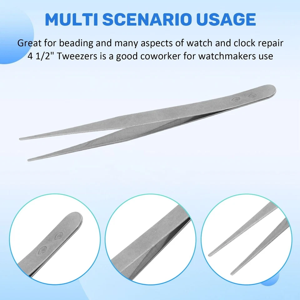 Pinzette Fini In Argento Con Punta Dritta 4 12" K6X9 - Immagine 4 di 4