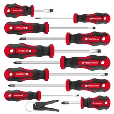 10-Piece Magnetic Screwdrivers Set Red Phillips Slotted Tips Tool Set Magnetic