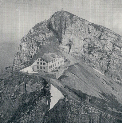Mount Pilatus Switzerland Mountain Summit Lodge View 1892 Antique Print
