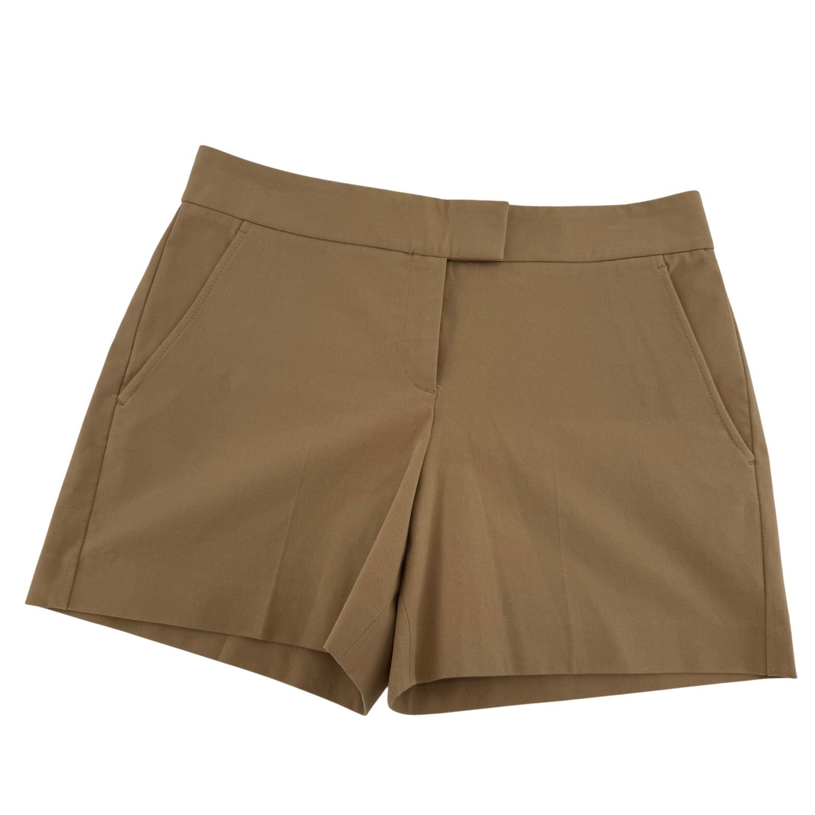 Theory Womens Tan Cotton Stretch Tailored Chino Shorts Size 6 Khaki Made in USA