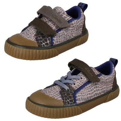 Jungen Clarks Playprints Klettverschluss maschinenwaschbar Canvas Foxing Flare