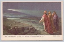 Three Wise Men Following Star Religious Christmas Divided Back Postcard