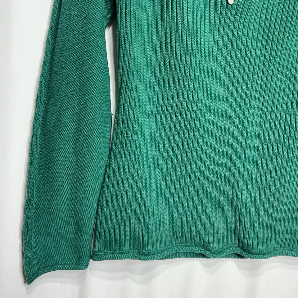 Suéter Style & Co Para Mujer Talla M Verde 1/4 Cremallera Tejido Acanalado Manga Larga Foto 4 de 4