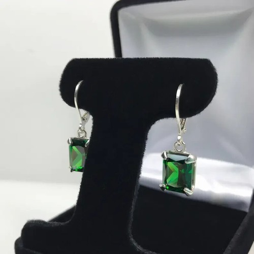 Orecchini donna pietra smeraldo 4,00 ct fatti a mano argento 925 creati in laboratorio regalo - Foto 5 di 7