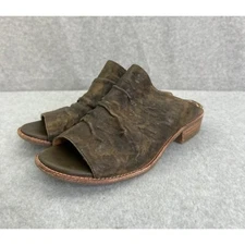 Sofft Size 8.5 Netta Brown Leather Sandal Peep Toe Mules Slip On Shoes Low Heel