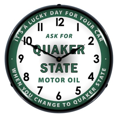 906220 14 Quaker State Oil Lighted Clock