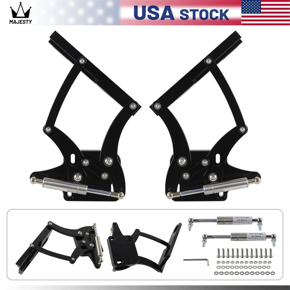 Billet Hood Hinge Kit Pair Left and Right Side For Ford Mustang 1967-1969 Black Foto 2 de 4