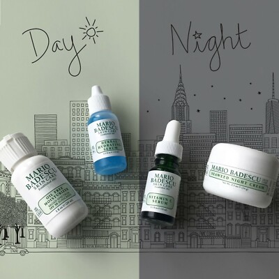 Mario Badescu 4-Piece SET Skin Care Hydrate by Day / Nourish by Night Serums NEW