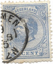 Pays-Bas, 1872 / 1888 - N°19 5c bleu - Livraison 0€ dès 5 lots groupés