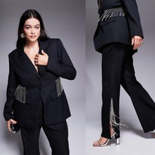 Business Women Suits Peak Lapel Single Breasted Fashion Casual 4 6 8 10 12 14 16