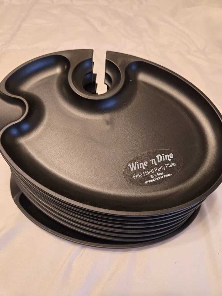 8 Prodyne полипропилен "Wine N Dine" тарелки черный качество вечеринки поставки коктейль - Изображение 4 из 4