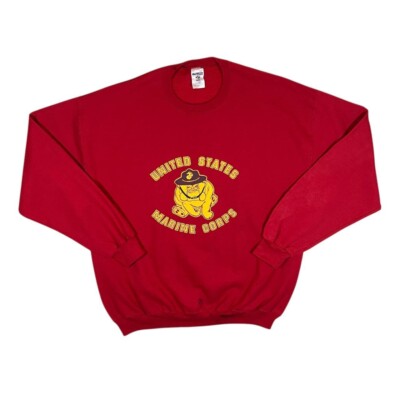 Jerzees UNITED STATES MARINE CORPS Spellout Graphic Red Sweatshirt XL