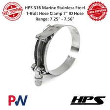HPS 316 Marine Stainless Steel T-Bolt Hose Clamp 7" ID Hose Range: 7.25" - 7.56"