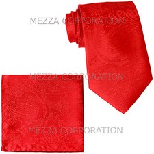 New polyester Men's necktie  hankie set paisley party red wedding formal prom