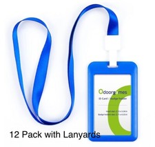 Odoorgames 12 Pack Vertical ID Holders Badges With Lanyards, Blue