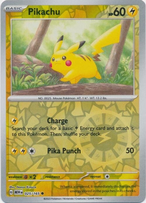Pikachu 025/165 Reverse Holo Pokemon 151 English | eBay
