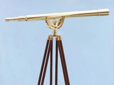 New Nautical Floor Standing Brass 39 Inch Telescope With Wooden Tripod Gift