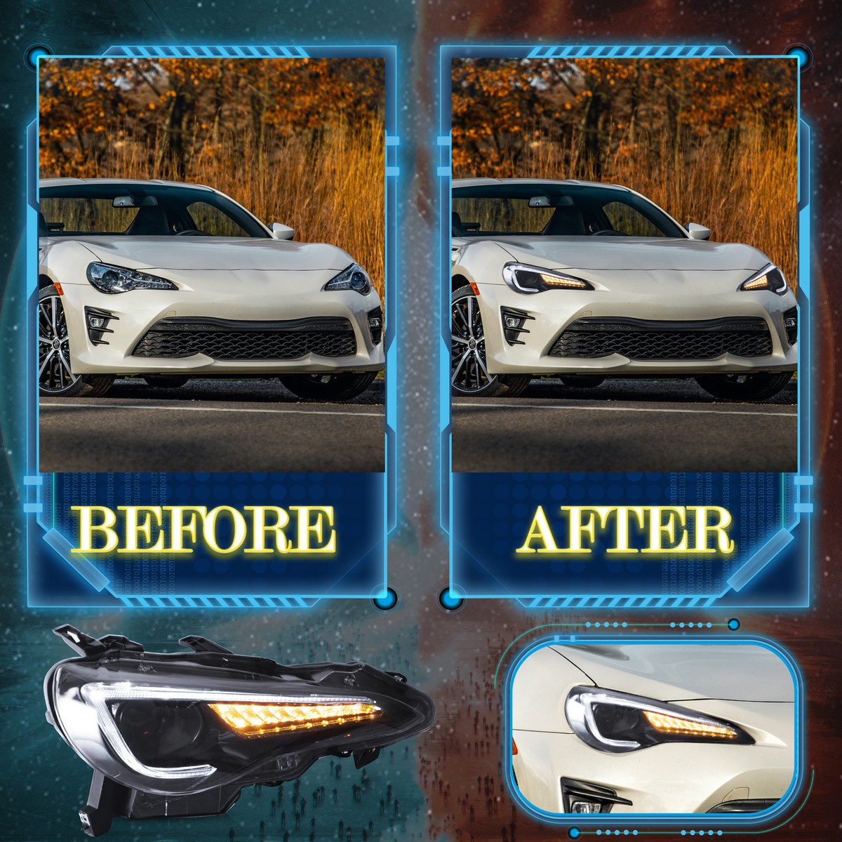 VLAND LED DRL Headlights For Toyota 86 Subaru BRZ Scion FRS