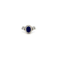 Sterling Silver Oval Lapis Lazuli Ring Size 7.75 Stone 6 x 8 mm