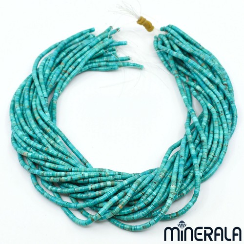 NATURAL TURQUOISE GEMSTONE HEISHI 3mm-3.5mm BEADS 15.5" 40cm STRAND WP00171 - Picture 3 of 6