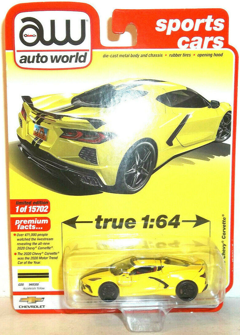 2021 AUTO WORLD 1:64 MODERN MUSCLE YELLOW 2020 CHEVY CORVETTE C8