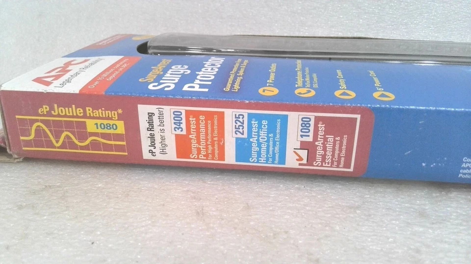 APC ESSENTIAL P7T SURGEARREST 7 OUTLET SURGE PROTECTOR, WITH TELEPHONE CORD - Image 3 of 4