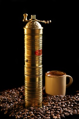 SOZEN  Handcrafted 9 inches Brass Coffee Grinder Mill  Straight 22cm