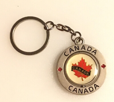 Canada Maple Leaf Spinner Keychain Key Ring