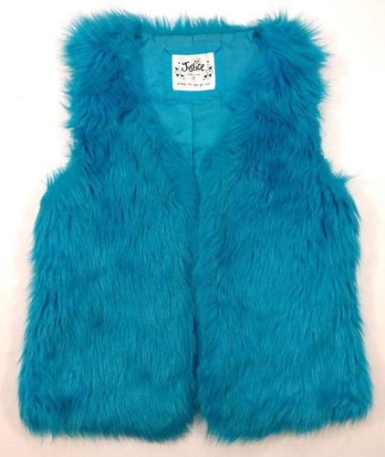 Fun Fur VEST Size 12 Turquoise Faux Fur 