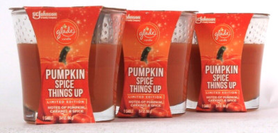 3 Count Glade 3.4 Oz Limited Edition Pumpkin Spice Things Up Scented Candle