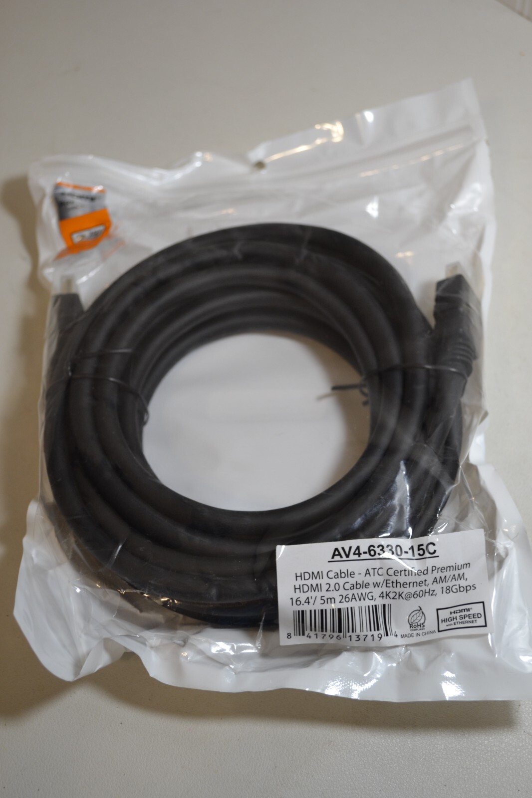 Premium HDMI Cable 16.4ft/5M 4K@60Hz HDR AV4-6330-15C High Speed-image