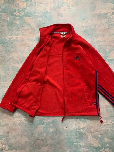 Vintage Adidas Fleece Full Zip Jacket 1990s men’s size Large Red Outdoor Life - Picture 10 of 24