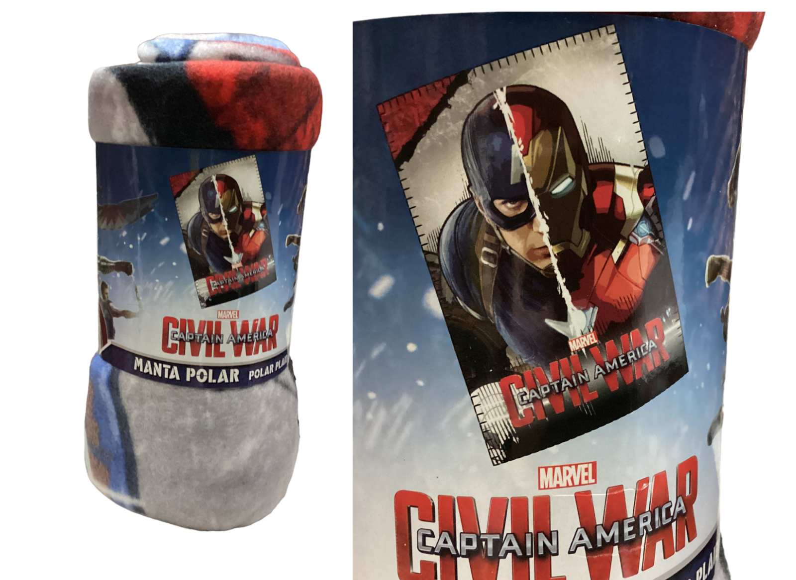 MARVEL AVENGERS CIVIL WAR CAPITAN AMERICA VS IRON MAN PLAID FLEECE BLANKET