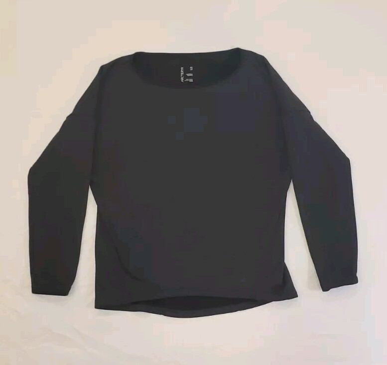 Pullover Arc'Teryx Nyara collo in barca erica nero allenamento manica lunga elastica XS