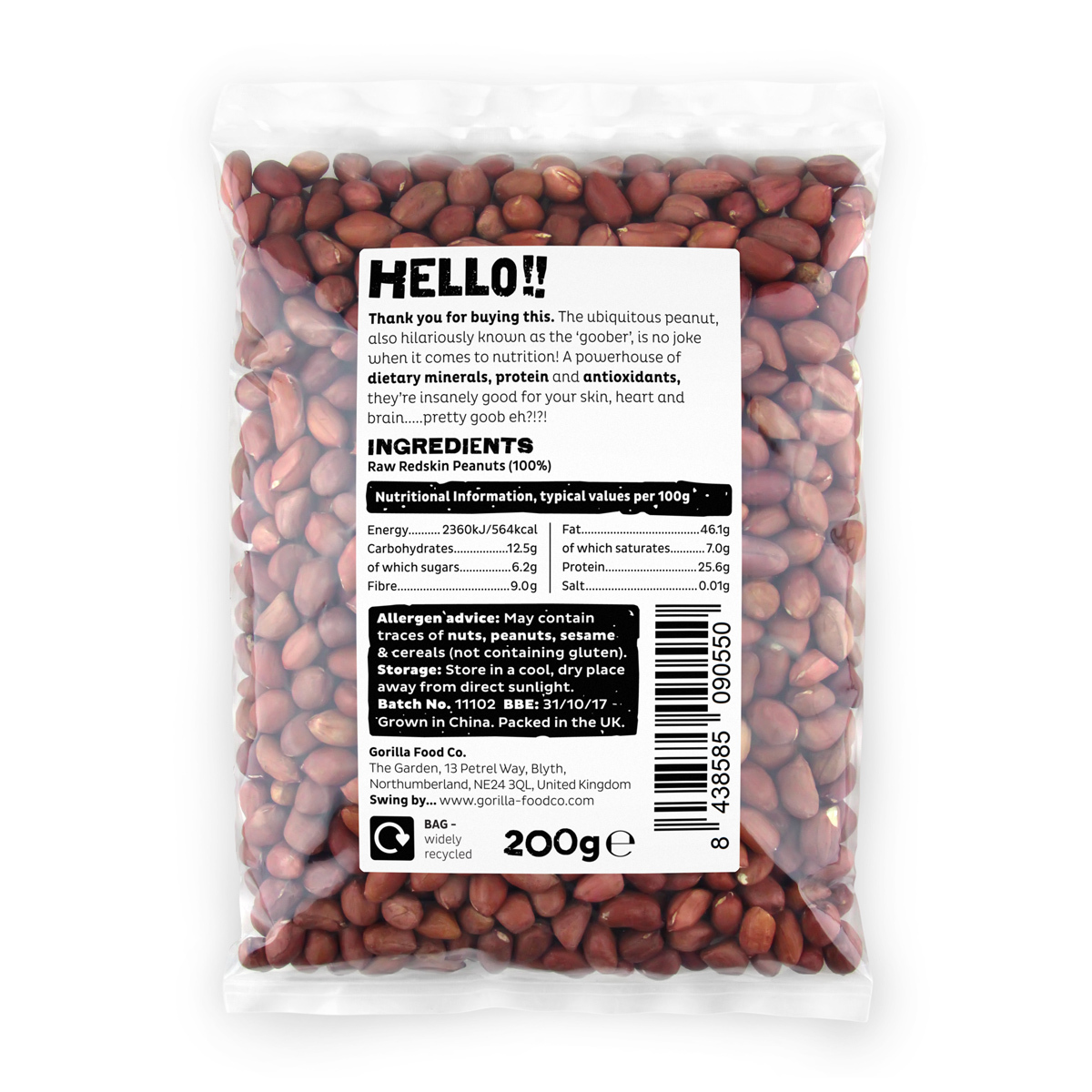 Gorilla Food Co. Redskin Peanuts Whole 200g (Great value £ per 1kg) eBay